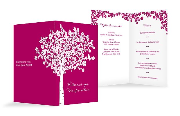 Menükarte Konfirmation Kirschblüten