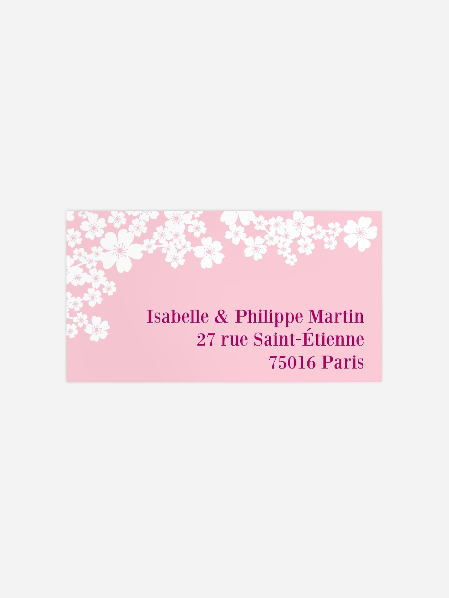 Étiquette destinataire mariage Fleurs de cerisier