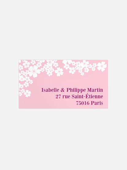 Étiquette destinataire mariage Fleurs de cerisier