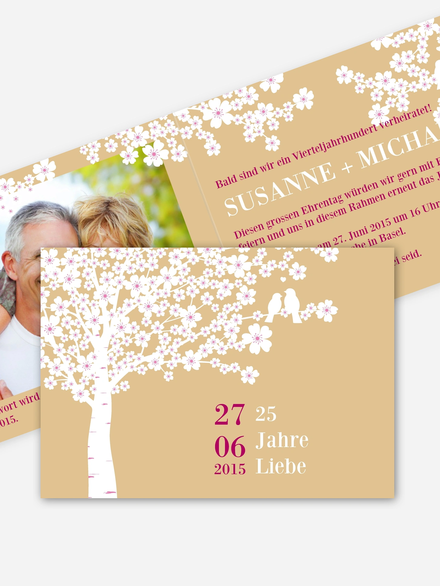 Einladung zur Silberhochzeit Kirschblüten