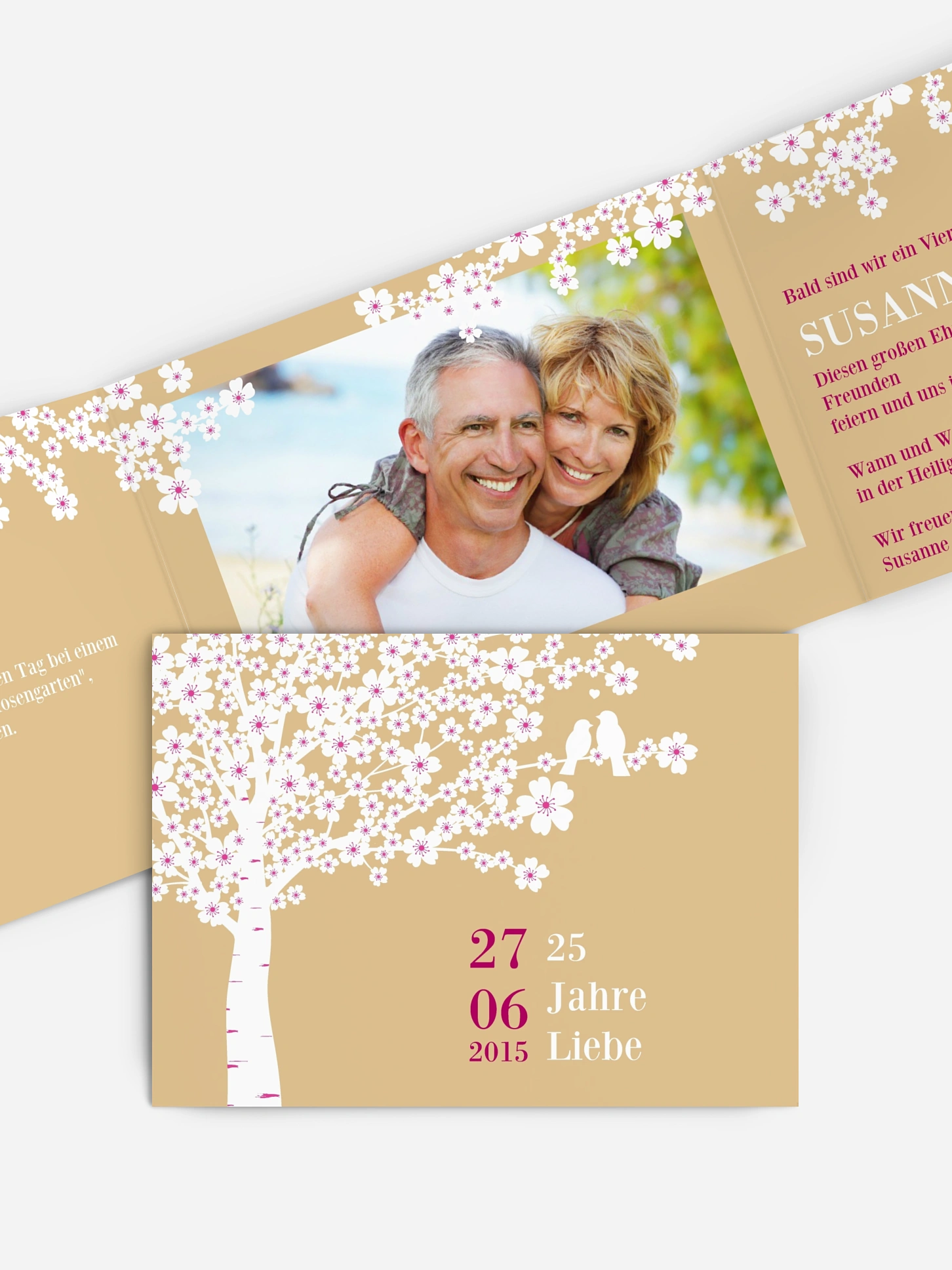 Einladung zur Silberhochzeit Kirschblüten