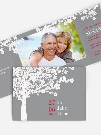 Einladung zur Silberhochzeit Kirschblüten