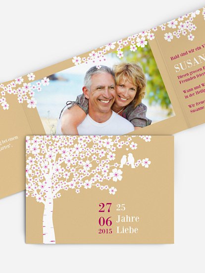 Einladung zur Silberhochzeit Kirschblüten