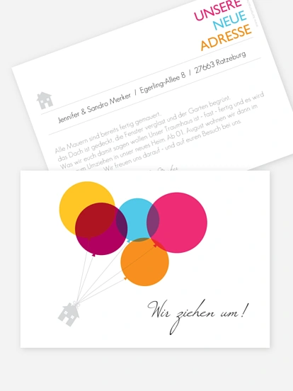 Umzugskarte Haus an Luftballon