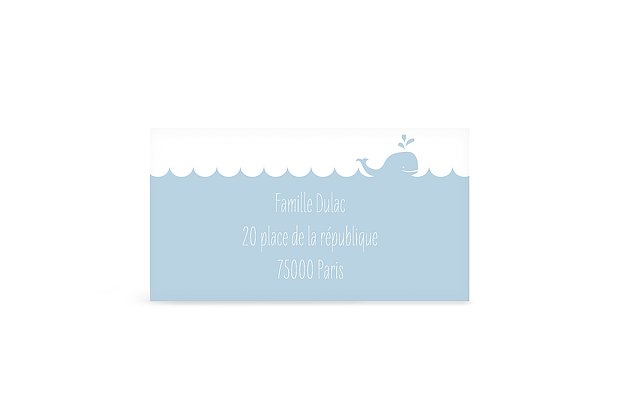 Étiquette destinataire baptême Petite baleine