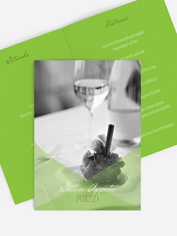 Menükarte Hochzeit Seidenband