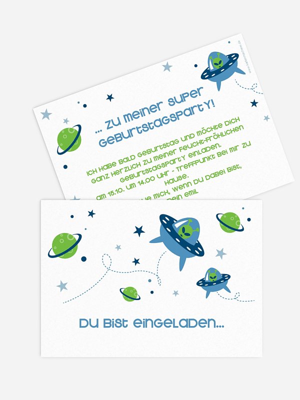 Kindergeburtstagseinladung Ufo