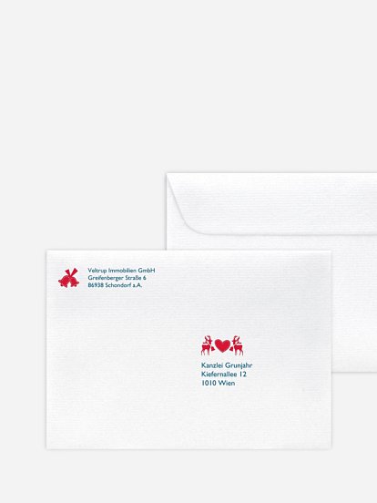 Bedruckte Umschläge geschäftl. Weihnachten Rentiere