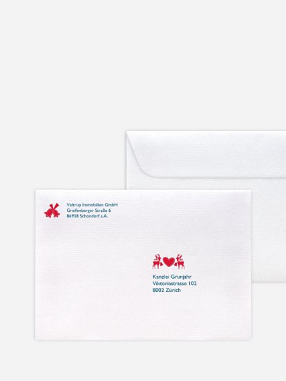 Bedruckte Umschläge geschäftl. Weihnachten Rentiere
