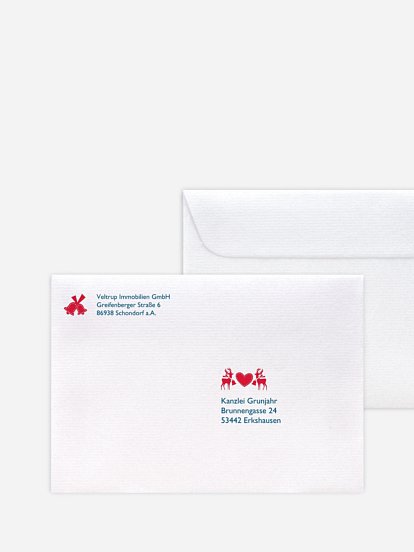 Bedruckte Umschläge geschäftl. Weihnachten Rentiere