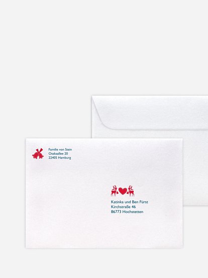 Bedruckte Umschläge Weihnachten Rentiere
