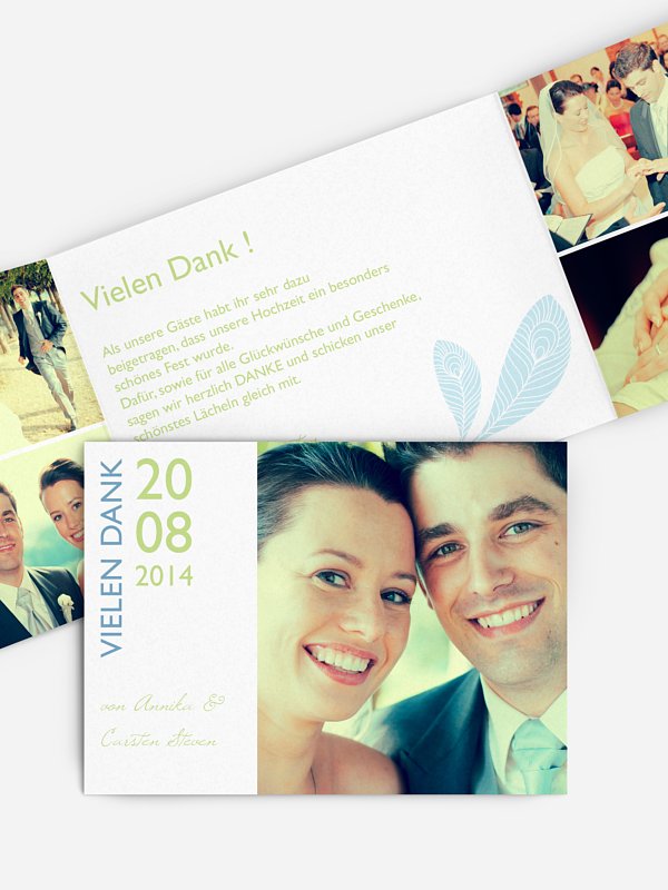 Dankeskarte Hochzeit Pfau