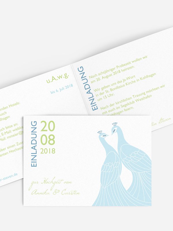 Hochzeitseinladung Pfau