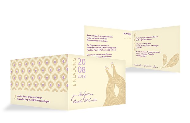 Hochzeitseinladung Pfau