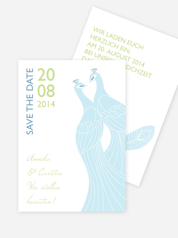 Save-the-Date Karte Pfau
