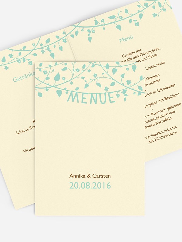 Menükarte Hochzeit Romantisch