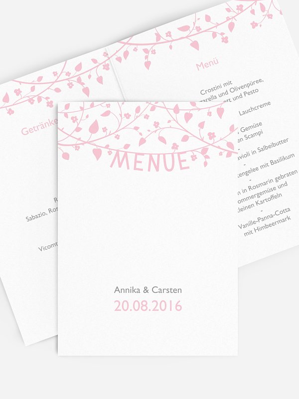 Menükarte Hochzeit Romantisch