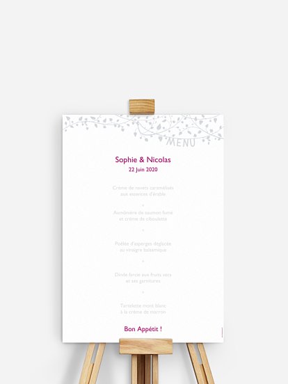 Menu mariage Romantique