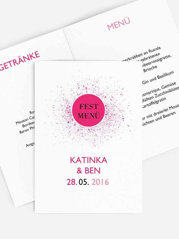Menükarte Hochzeit Prickelnd