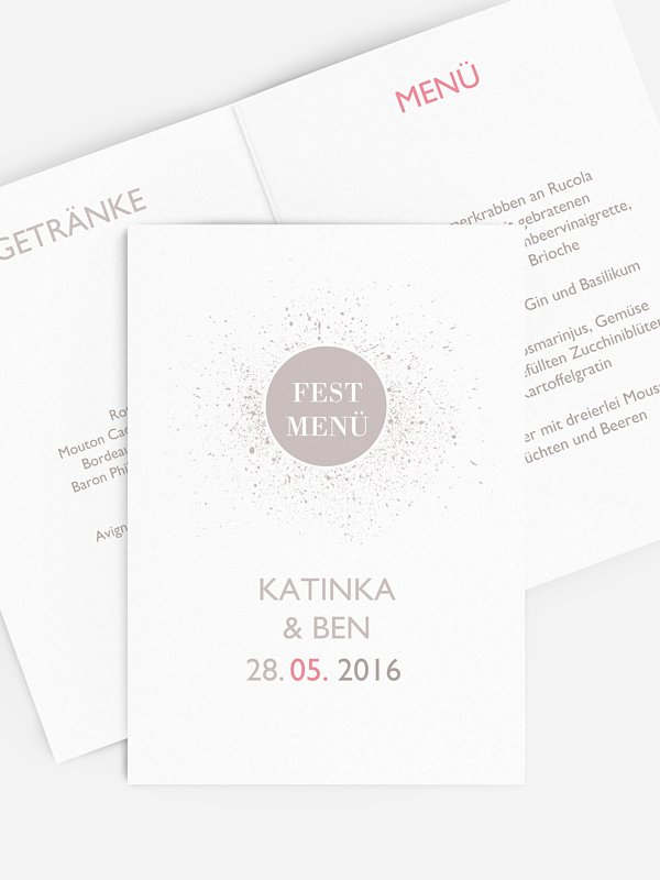 Menükarte Hochzeit Prickelnd