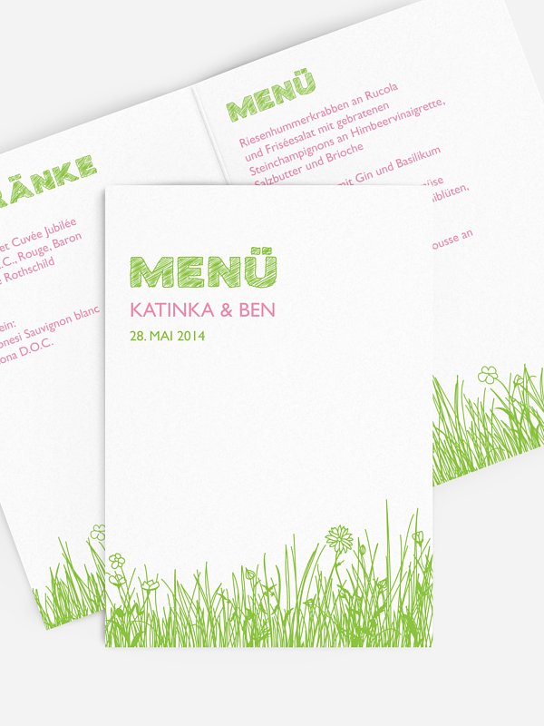 Menükarte Hochzeit Sommerwiese