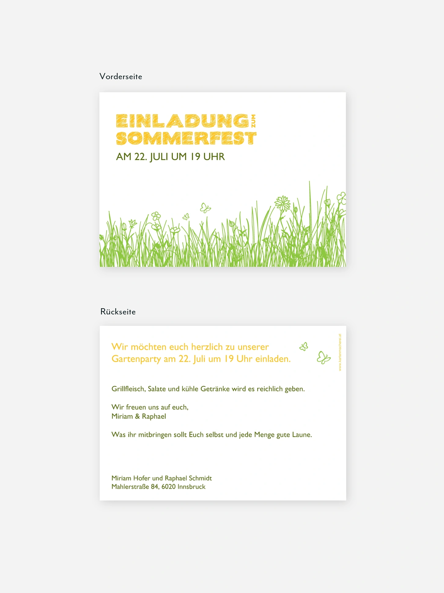 Partyeinladung Sommerwiese