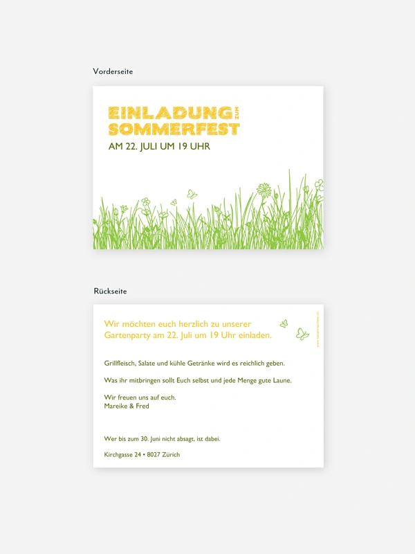 Partyeinladung Sommerwiese