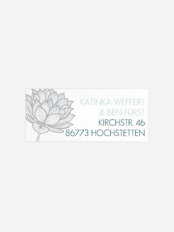 Absenderaufkleber Hochzeit Wasserlilie