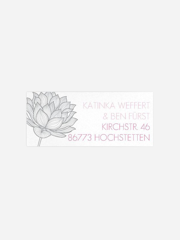 Absenderaufkleber Hochzeit Wasserlilie