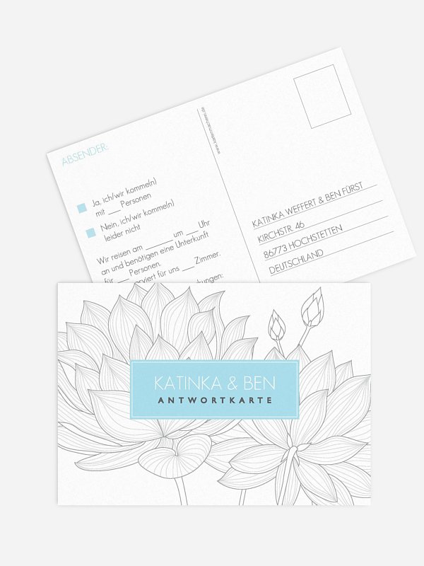 Antwortkarte Hochzeit Wasserlilie