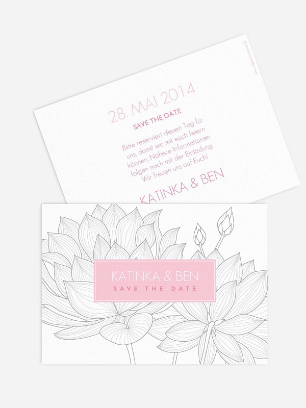Save-the-Date Karte Wasserlilie