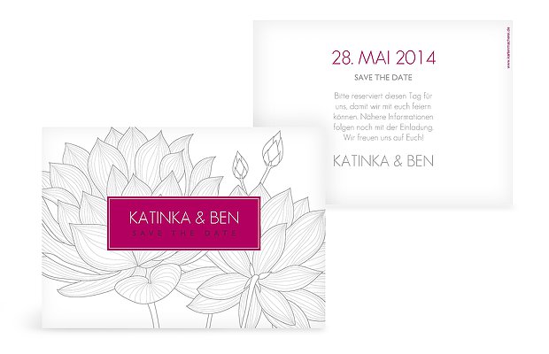 Save-the-Date Karte Wasserlilie