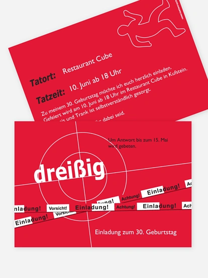 Einladung 30. Geburtstag Tatort