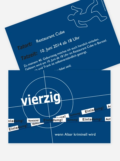 Einladung 40. Geburtstag Krimi