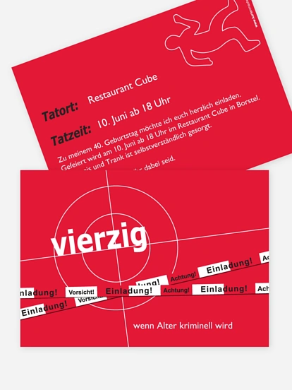 Einladung 40. Geburtstag Krimi