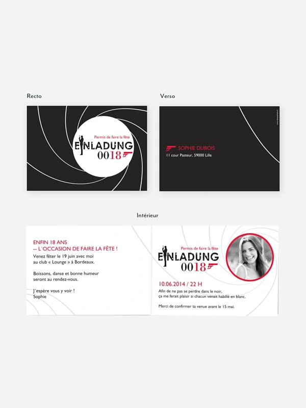 invitation anniversaire 18 Agent secret