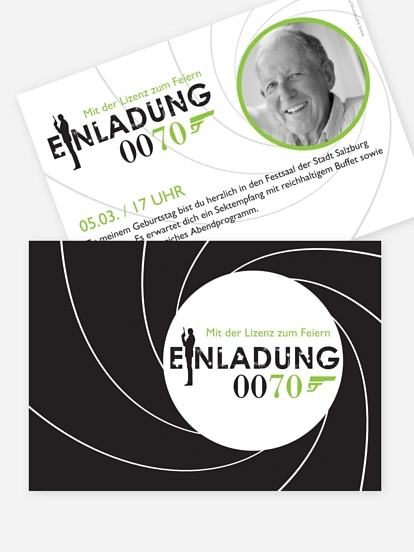 Einladung 70. Geburtstag Geheimagent