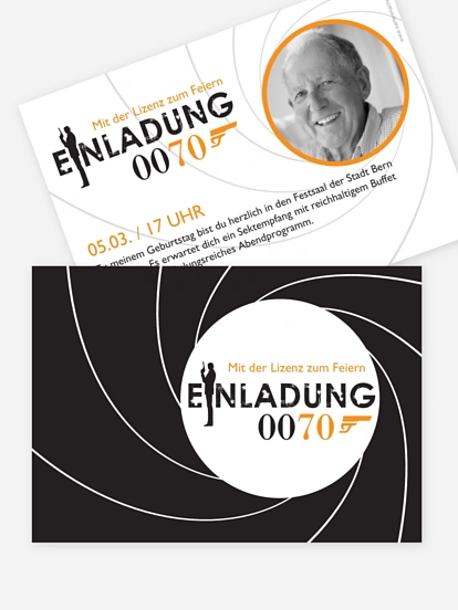 Einladung 70. Geburtstag Geheimagent