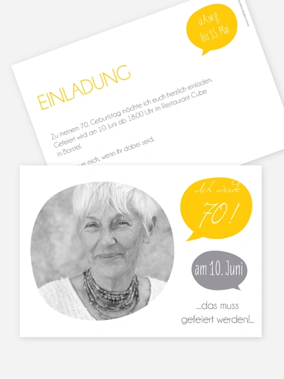 Einladung 70. Geburtstag Message