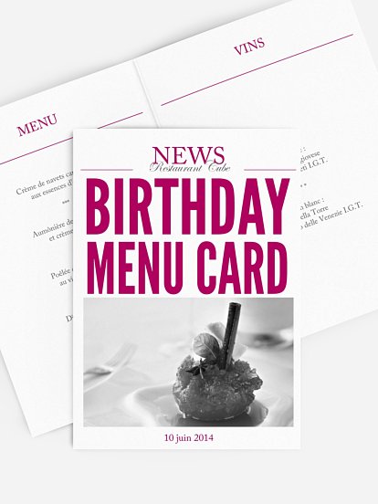 Carte Menu Anniversaire