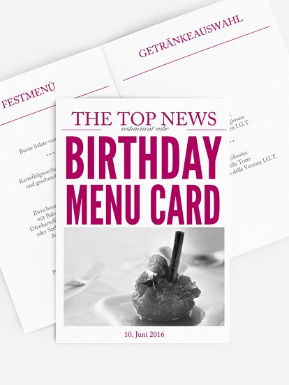 Menükarte Geburtstag Top News