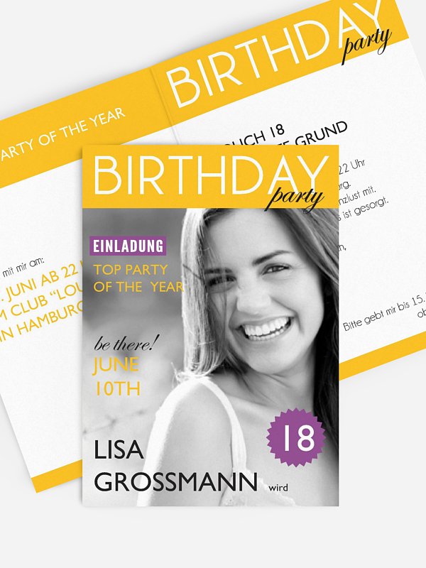 Einladung 18. Geburtstag Magazin
