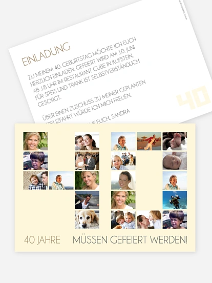 Einladung 40. Geburtstag Fotozahl