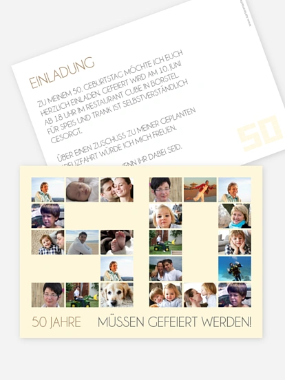 Einladung 50. Geburtstag Fotozahl