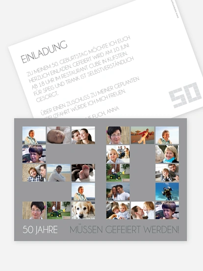Einladung 50. Geburtstag Fotozahl