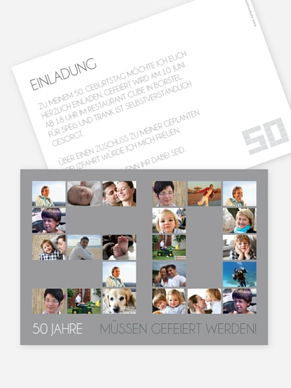 Einladung 50. Geburtstag Fotozahl