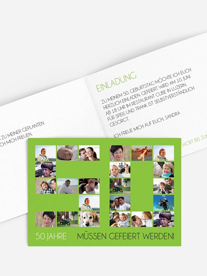 Einladung 50. Geburtstag Fotozahl