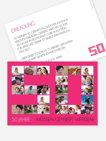 Einladung 50. Geburtstag Fotozahl