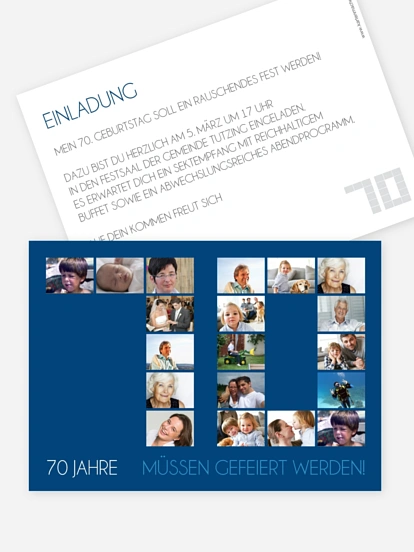 Einladung 70. Geburtstag Fotozahl