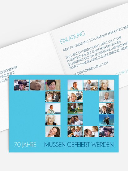Einladung 70. Geburtstag Fotozahl